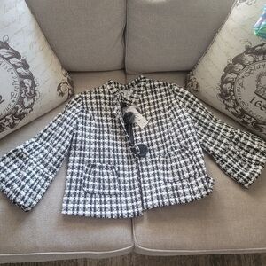 Chic Black and White Tweed Jacket